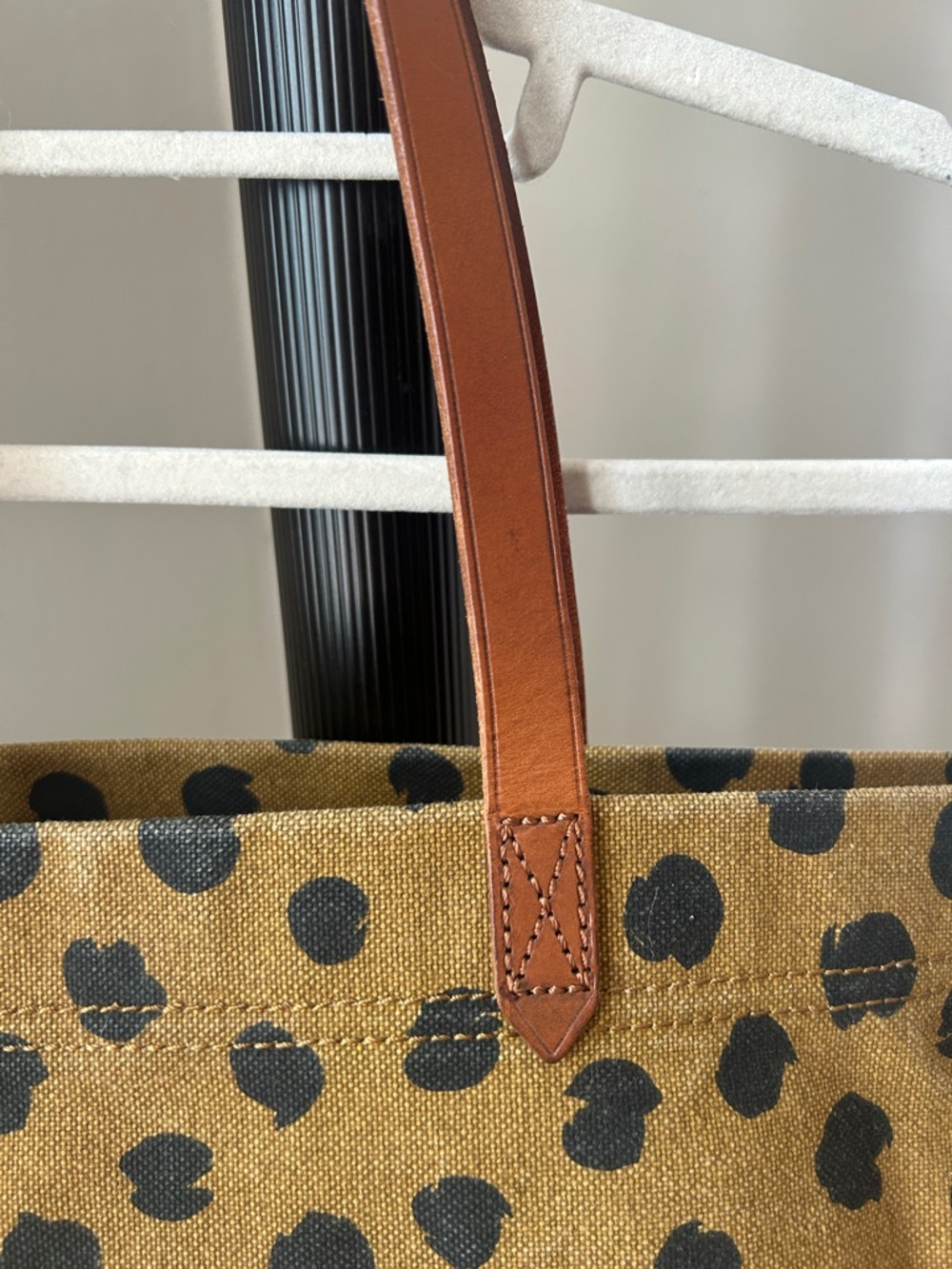Madewell Leopard-Print Canvas Tote in Tan and Black with Brown Leather Handles - Picture 4 of 9